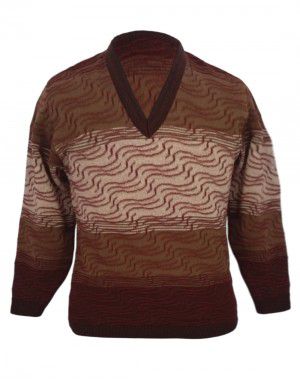 Men Wool Blend Designer Sweater V Neck Brown color